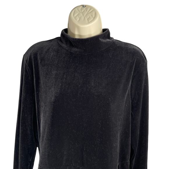 Express Dress Womens XL Black Velvet Velour Long Sleeve Mock Neck Maxi - Picture 2 of 10